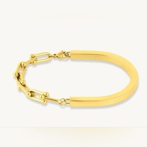 Modern 18k Gold Plated Link Bracelet – Luxury Geometric Chain Bangle